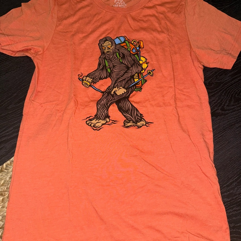 Orange Graphic T-Shirt with Bigfoot Design